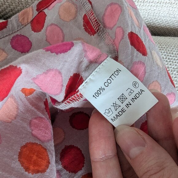 100% Cotton Multicoloured grey spotted sleeveless knee long dress, Size M - Picture 8 of 8